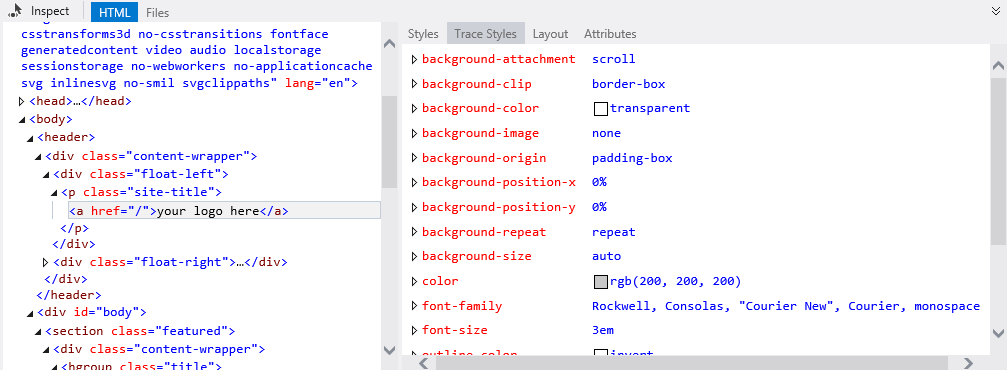 CSS styles tracing