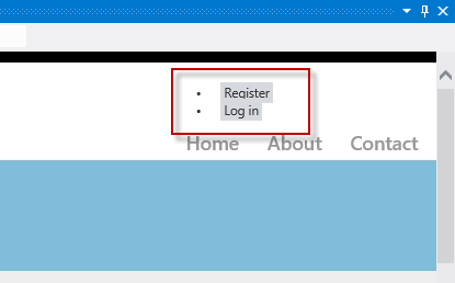 Locating the Register and Log in links