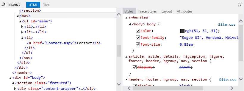 Discovering styles WebForms