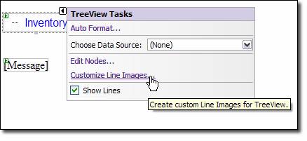 A screenshot of Visual Studio line designer tool. The cursor hovers over the Customize Line Images selection.