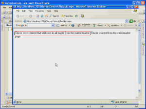 Screenshot that shows a small web page with a message outlined in red.