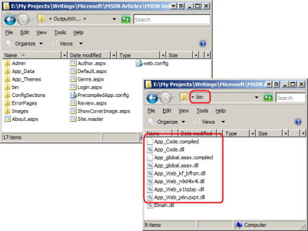 Screenshot that shows the files for deployment in the target location folder.