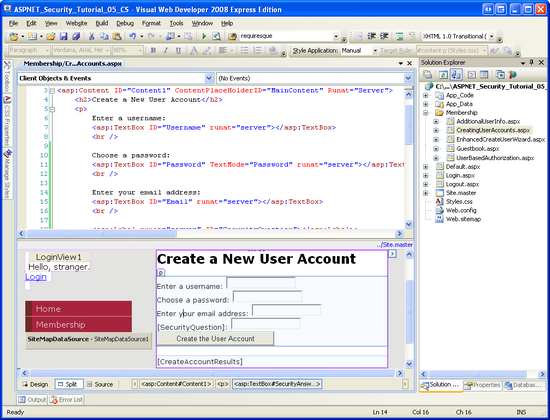 Add the Various Web Controls to the CreatingUserAccounts.aspx Page