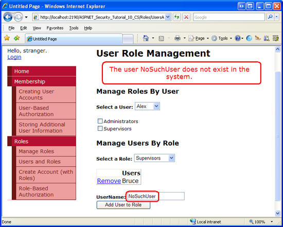 You Cannot Add a Non-Existent User to a Role