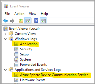 Captura de pantalla de la Visor de eventos de Windows.