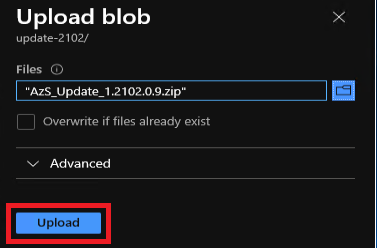 Actualización de Azure Stack Hub: blob de carga