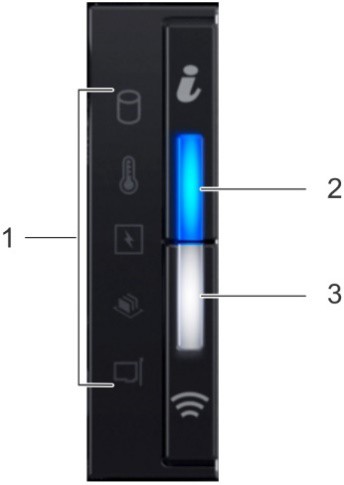 Diagrama en el que se muestran los indicadores de estado y mantenimiento del panel de control izquierdo.