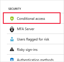 Captura de pantalla que muestra la opción Acceso condicional.