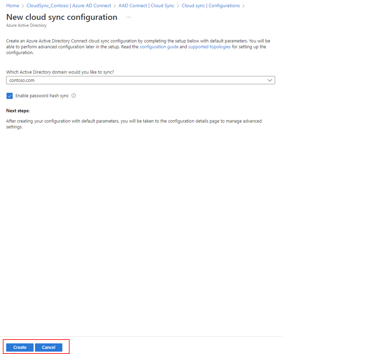 Captura de pantalla de una nueva configuración.