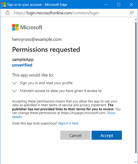 Captura de pantalla que muestra la ventana en la que la aplicación solicita permisos.