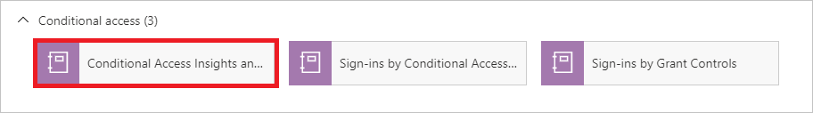 Captura de pantalla que muestra la opción Conditional Access Insights and Reporting (Información detallada e informes del acceso condicional).