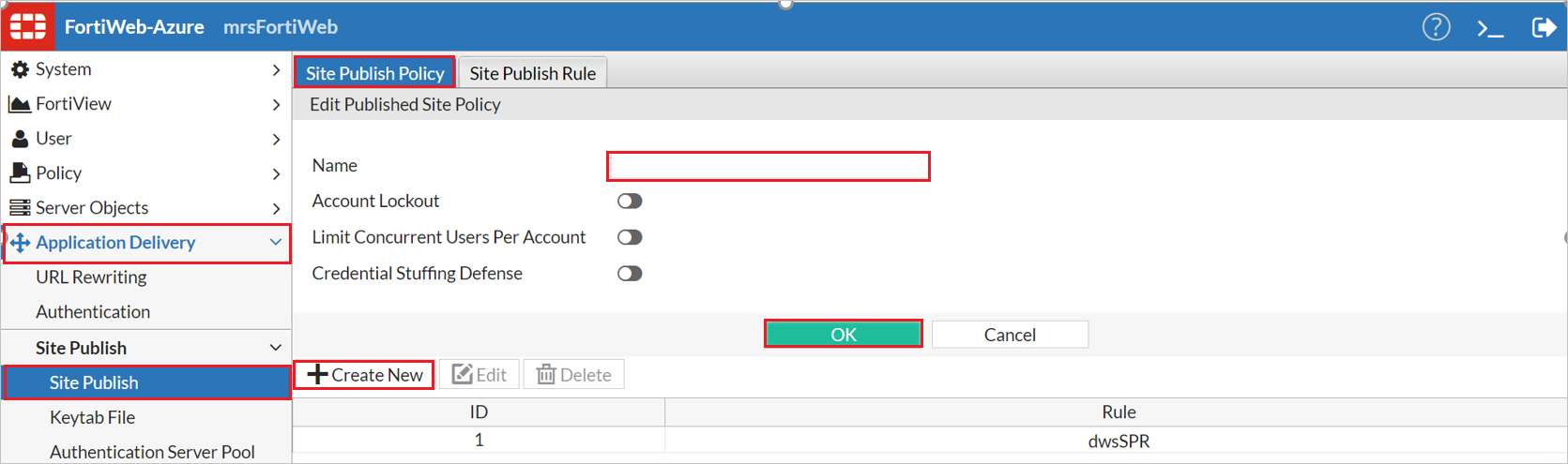 Screenshot for Site Publishing Policy