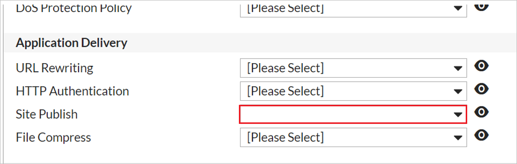 Screenshot for site publish
