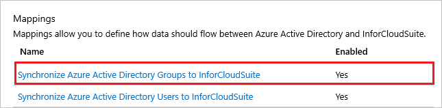 Asignaciones de grupos de Infor CloudSuite