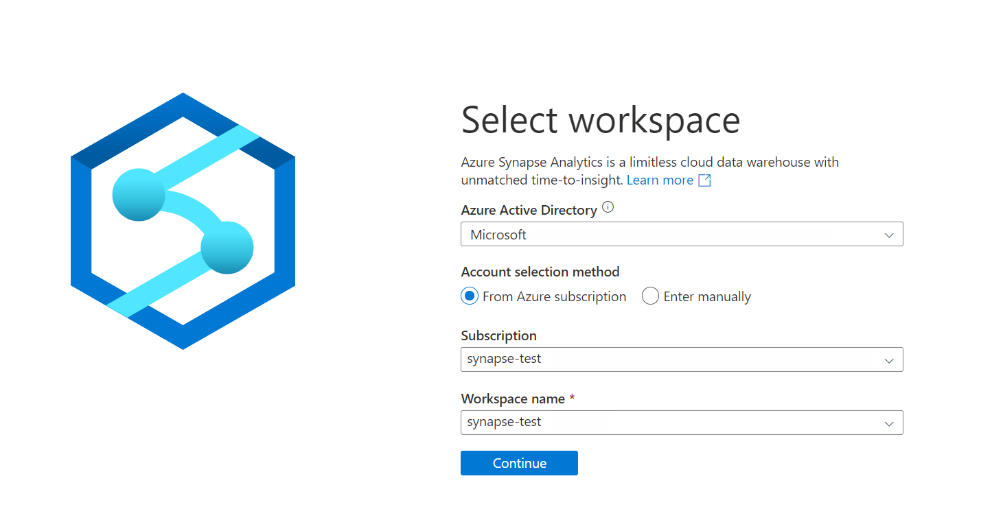 A screenshot of the Synapse Analytics landing page.