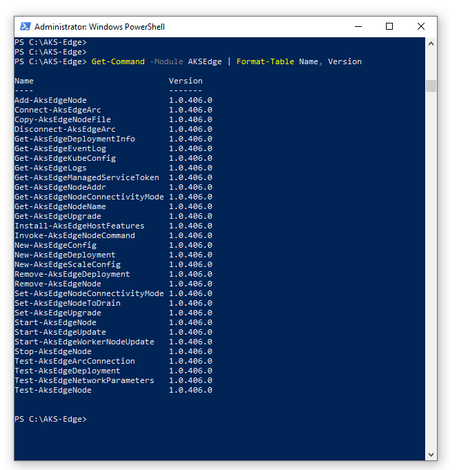 Captura de pantalla de los módulos de PowerShell instalados.