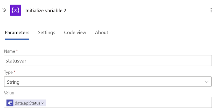 Recorte de pantalla de la inicialización de la variable statusvar en el portal.