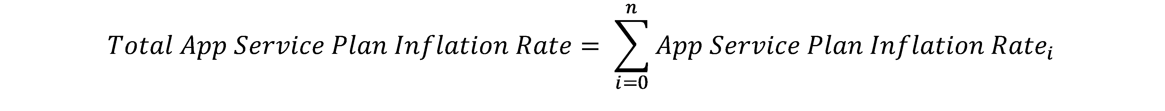 Cálculo de la tasa de inflación total para varios planes de App Service hospedados en un grupo de trabajo.