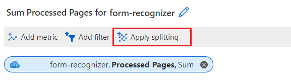 Screenshot of the Apply splitting option in the Azure portal.
