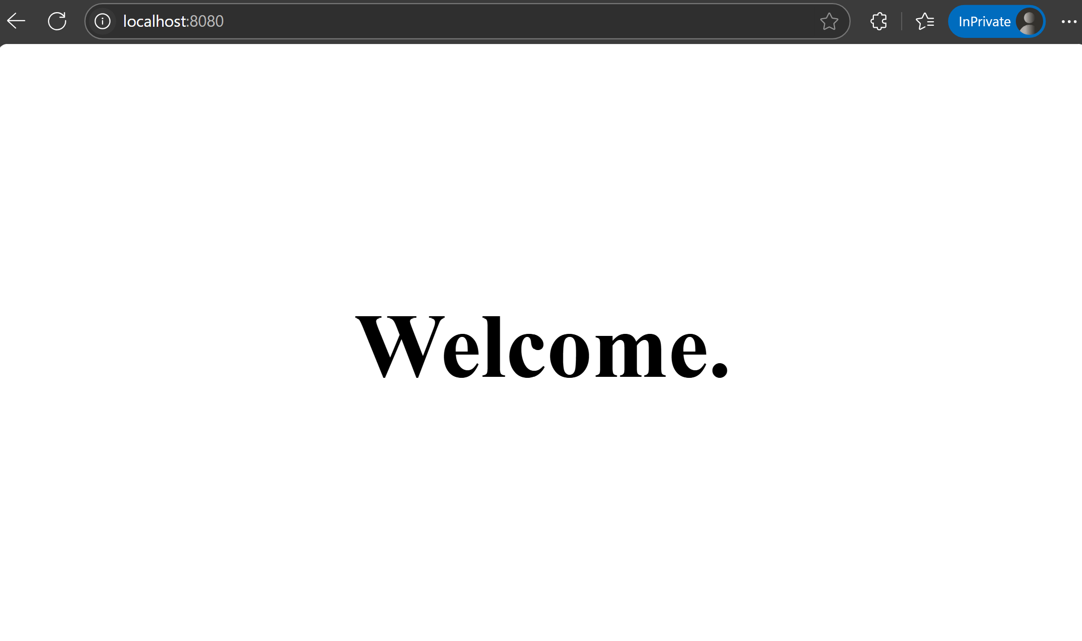 Captura de pantalla de la aplicación, en la que se muestra el mensaje de saludo predeterminado.