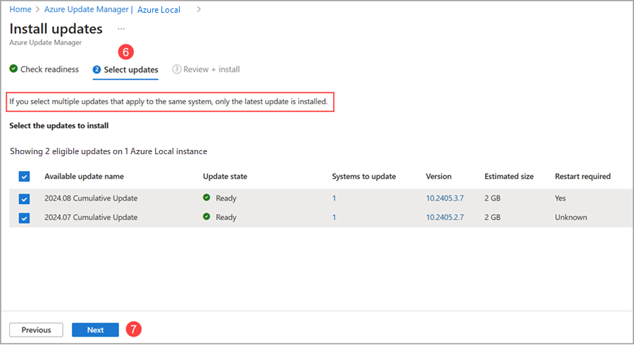 Captura de pantalla para especificar las actualizaciones del sistema en Azure Update Manager.