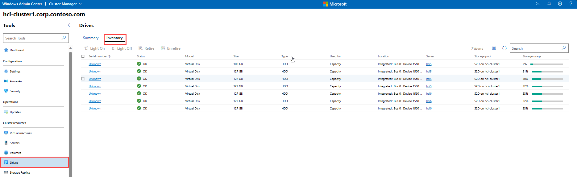 Captura de pantalla de la pestaña inventario de unidades.