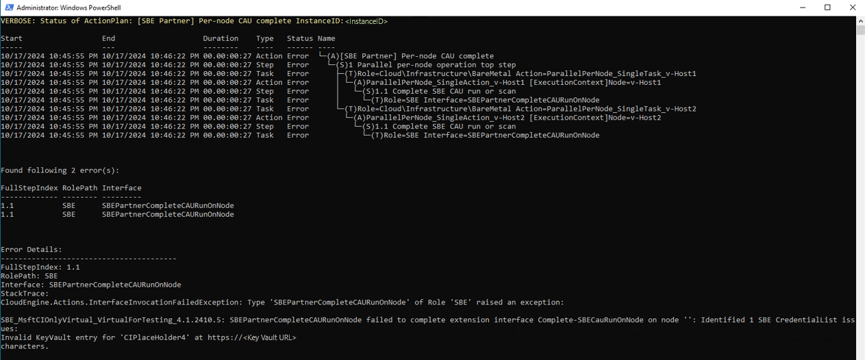 Captura de pantalla del resultado de la recopilación de registros en PowerShell.