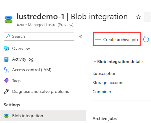 Uso de trabajos de archivo para exportar datos de Azure Managed Lustre  (versión preliminar) - Azure Managed Lustre File System | Microsoft Learn