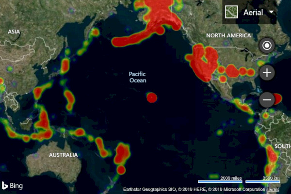 Mapa térmico de Mapas de Bing