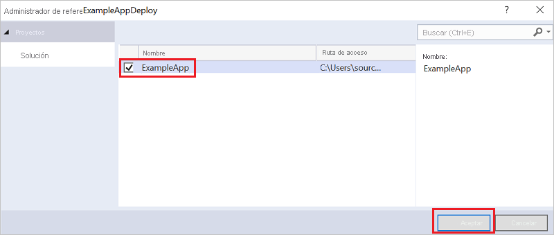 Captura de pantalla de la ventana Añadir referencia en Visual Studio con la opción del proyecto de aplicación web seleccionada.