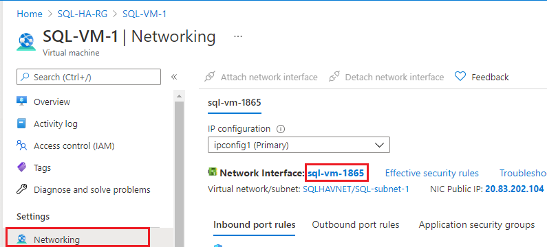 Seleccione Redes en el panel Configuración y, a continuación, seleccione la interfaz de red.