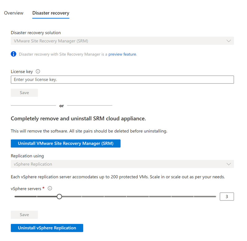 Screenshot showing that both SRM and the replication appliance are installed.