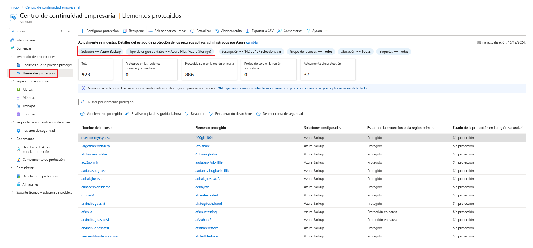 Captura de pantalla que muestra cómo seleccionar Azure Files como tipo de datos.