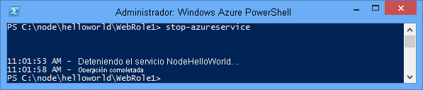 Estado del comando Stop-AzureService