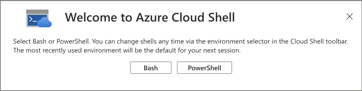 Captura de pantalla que muestra la solicitud para seleccionar el shell.