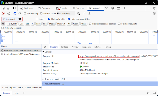 Captura de pantalla de las Herramientas de desarrollo del explorador.