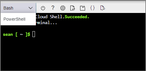 Captura de pantalla en la que se muestra el selector de shell.