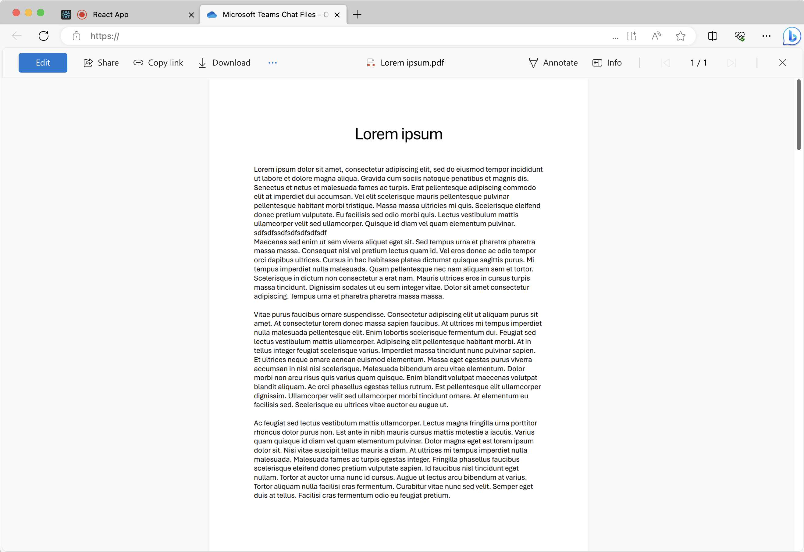 Recorte de pantalla de la página web de Sharepoint que muestra el contenido del archivo.