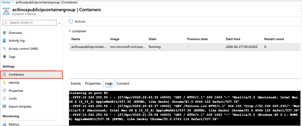 Registros de contenedor en Azure Portal