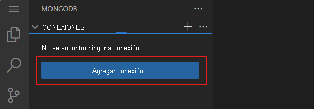 Captura de pantalla del botón Agregar conexión en la extensión de MongoDB.
