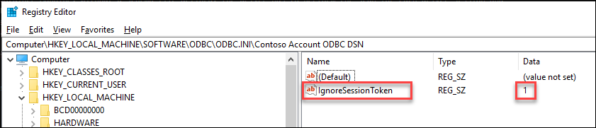 Captura de pantalla que muestra la configuración del Editor del Registro de Windows.