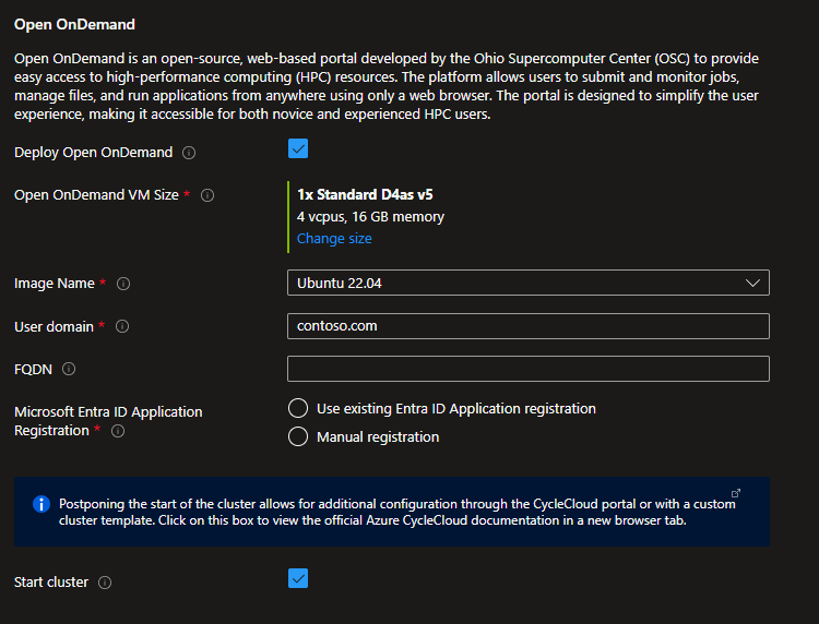 Captura de pantalla de las opciones de Open OnDemand.