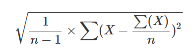 Imagen que muestra una fórmula de ejemplo de Stdev.