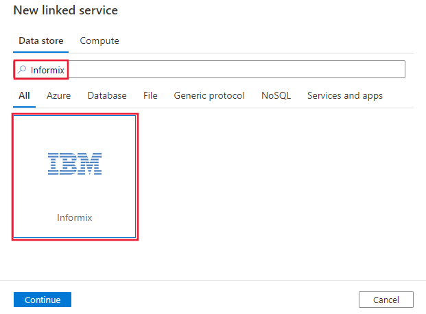 Screenshot of the Informix connector.