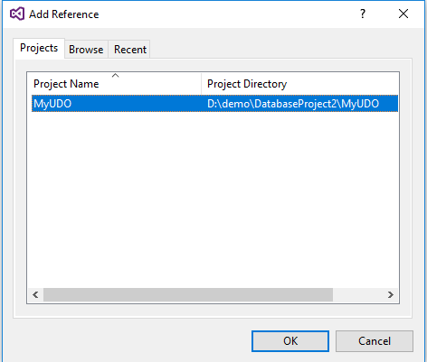 Herramientas de Data Lake para Visual Studio: adición de referencia de proyecto de base de datos de U-SQL
