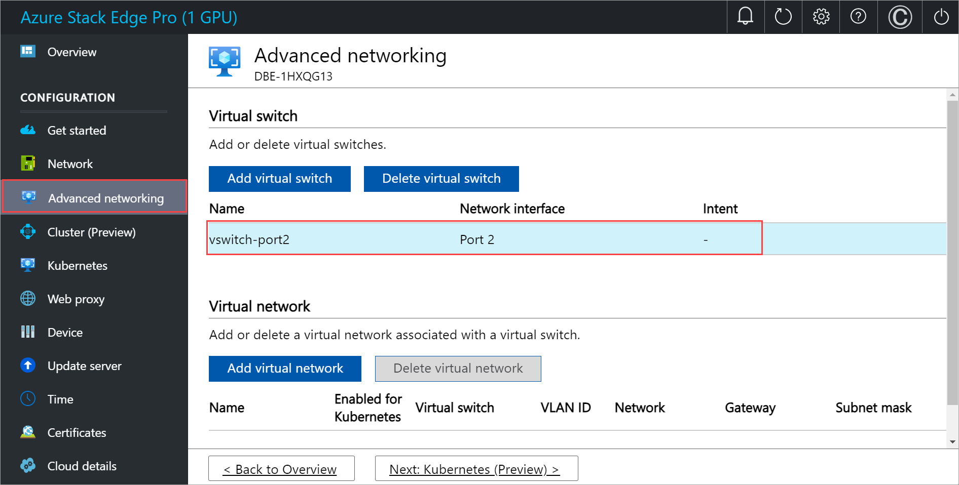 Captura de pantalla de la página Configurar procesos en Redes avanzadas en la interfaz de usuario local 3