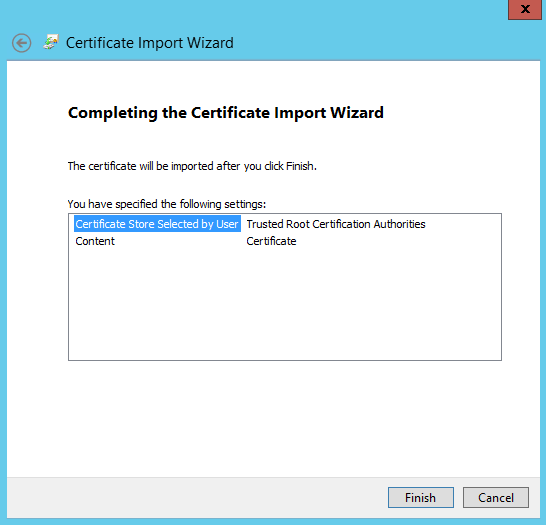 Importación del certificado mediante PowerShell 3