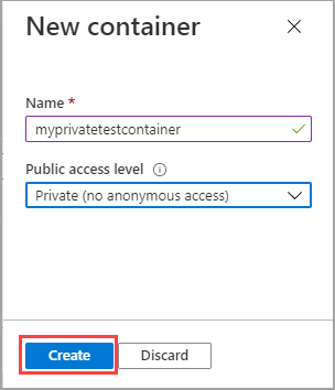 Select Export option, Create new container.