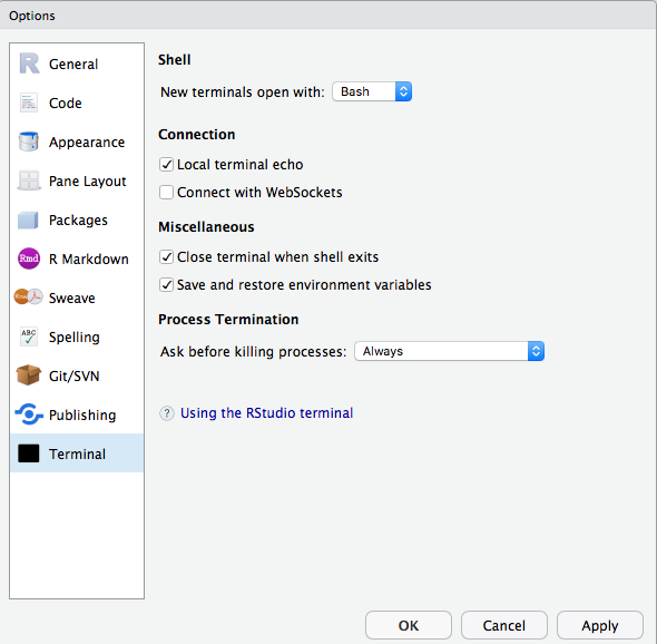 Sesión de RStudio