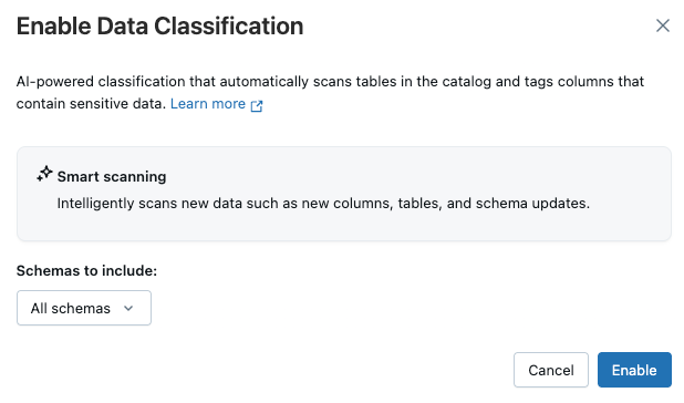 Modal de configuración para clasificación de datos.